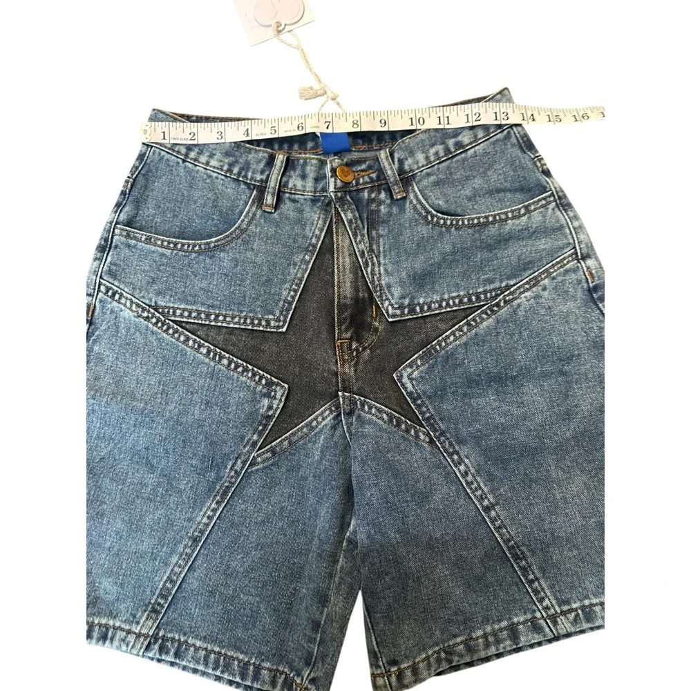 NWT Aelfric Eden Unisex Star Patchwork Jorts 27 Baggy Jean Shorts Denim Y2K
